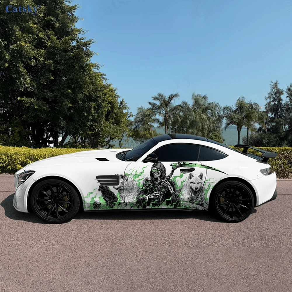 

Жнец коса пламя волки автомобиль виниловые обертывания наклейка самоклеящаяся ПВХ наклейка подходит для грузовиков внедорожник Декор автоаксессуары подарок