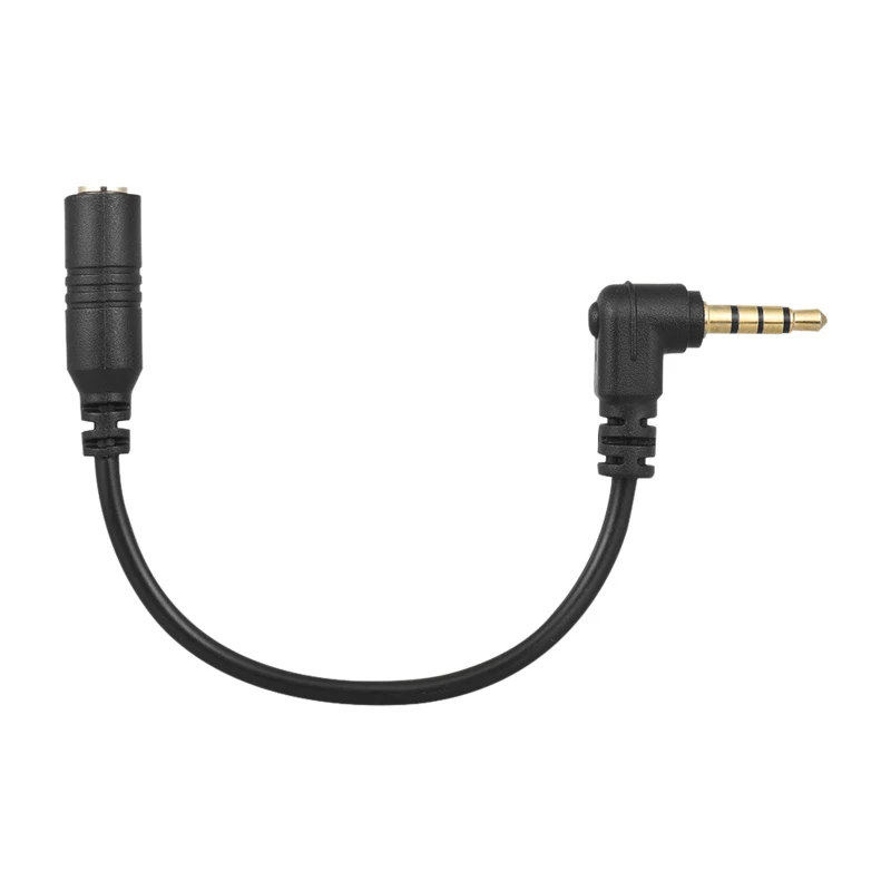 Andoer EY-S04 3.5mm 3-biegunowe TRS żeńskie do 4-biegunowe TRRS męskie 90 stopni prostopadły kabel Adapter mikrofonu Audio Stereo mikrofon konwerter