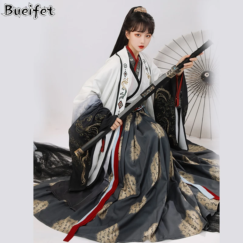 

Hanfu Dresses Tang Suit Tang Dynasty Ancient Dance Costume Cross Neck Wide Sleeve Princess Hanfu Dance Costumes Swordsman Suit