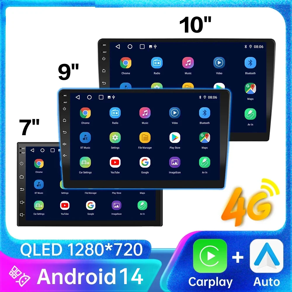 

Android 14 Carplay Car Radio Autoradio 2 Din 7"/9"/10"Inch Universal WIFI GPS Car Audio Multimedia Player For Nissan Toyota Kia