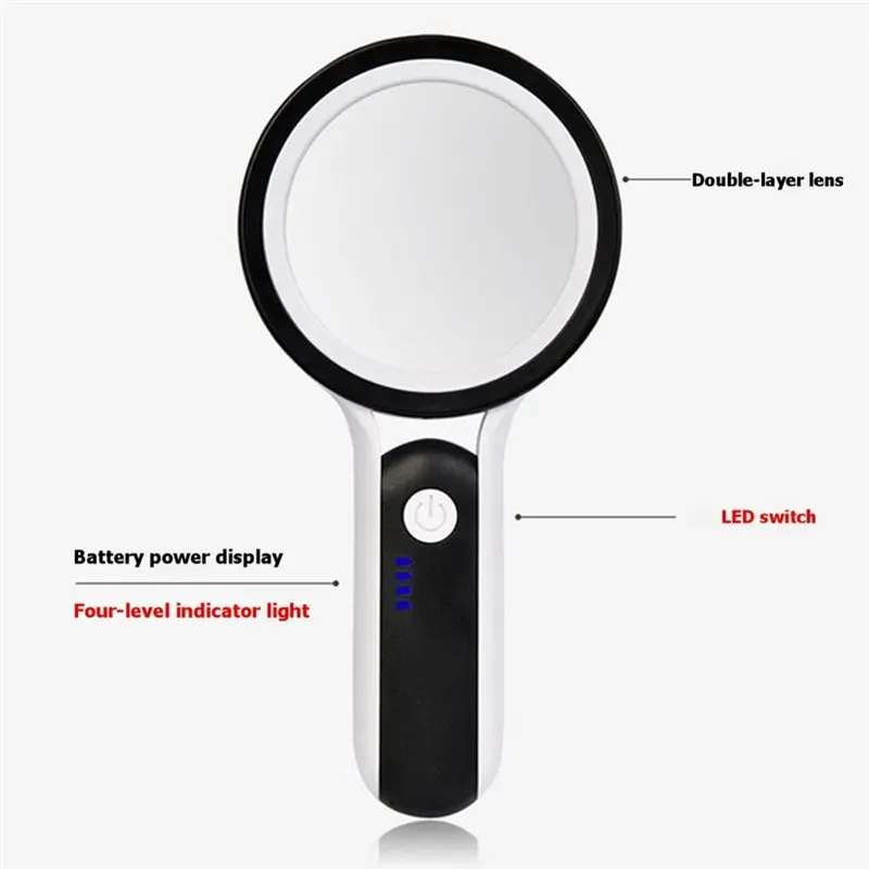 ABLN-Reading Magnifier 30X Handheld Magnifying Glasses USB Rechargeable Loupes With 24 LED Light For Jewelry Identification