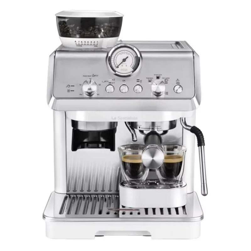 Semi-Automatic Coffee Machine for Home and Office, Integrated Grinding, 15 Bar Pressure