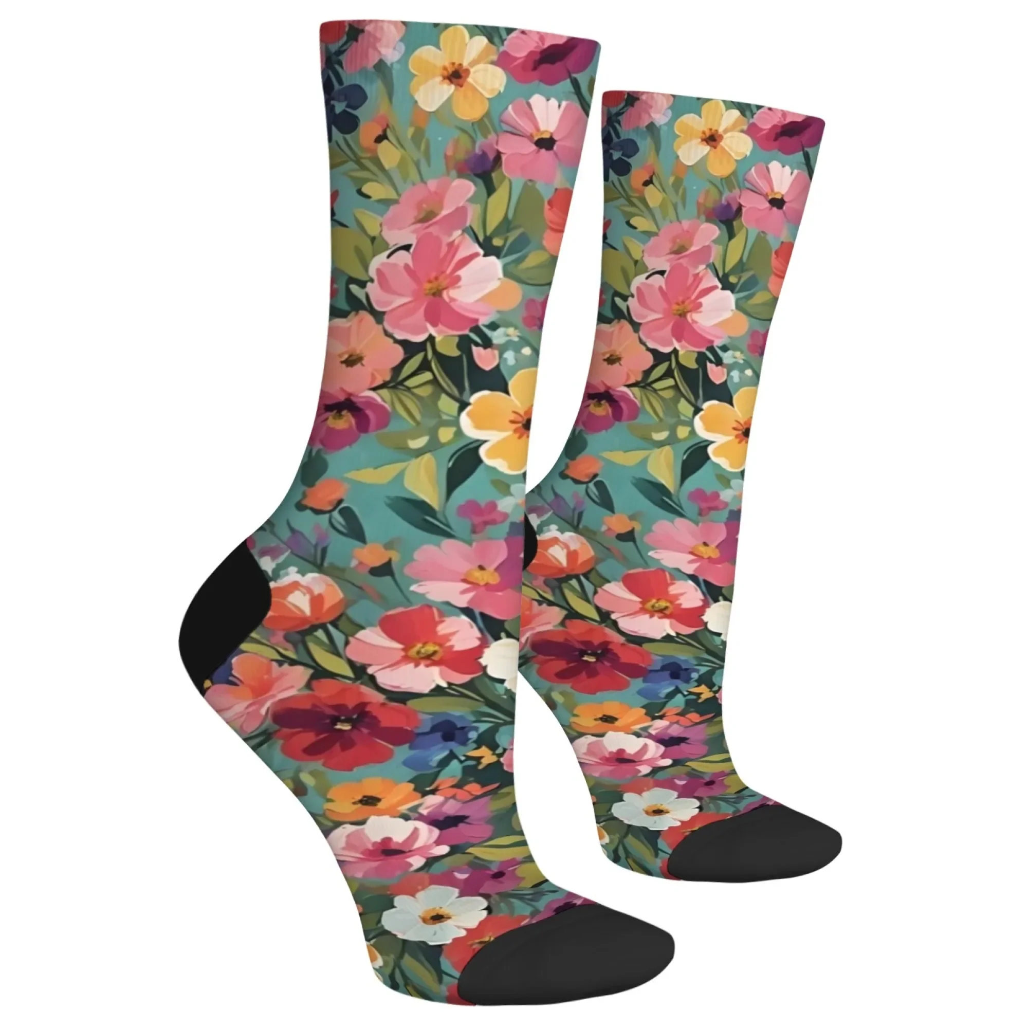 جوارب زيتية على طراز ريترو آرت مزهّرة للرجال والنساء جوارب ناعمة قابلة للتنفس مانعة للانزلاق جوارب هاراجوكو هيب هوب هدية