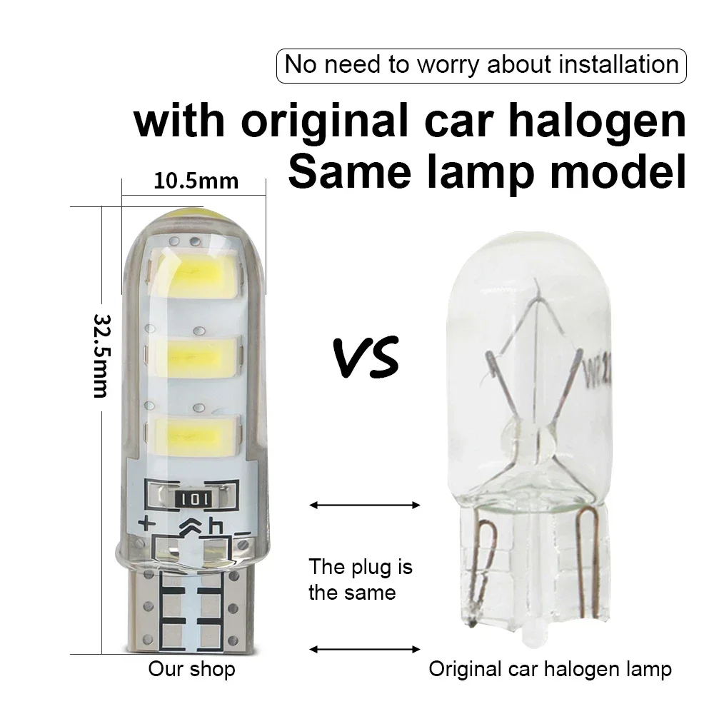 10pcs LED T10 Strobe Lights Car Lamp W5W Canbus Flashing Signal Bulbs For Car Width Light Stroboscopic Clearance Indicator 12V