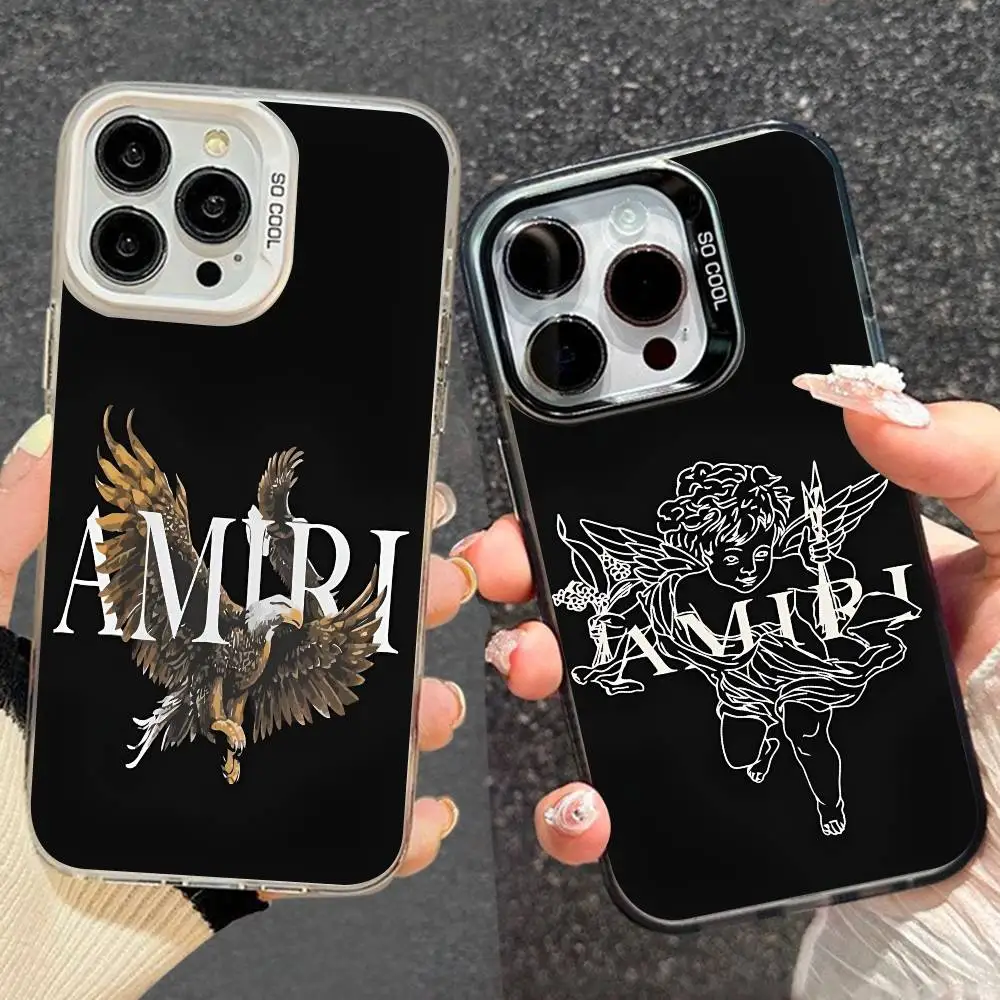 1PC Luxury Design A-Amiries Phone Case For IPhone 17 Air 16 15 14 13 12 11 Pro Max Plus Color Shockproof Back Silver Cove