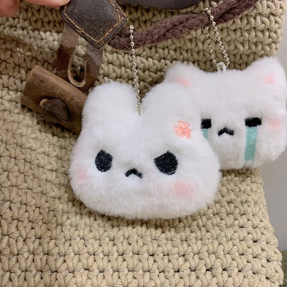 Plush Stuffed Rabbit Plush Keychain Crying Bunny Squeak Blush Angry Rabbit Plush Pendant Korean Style Unique Design