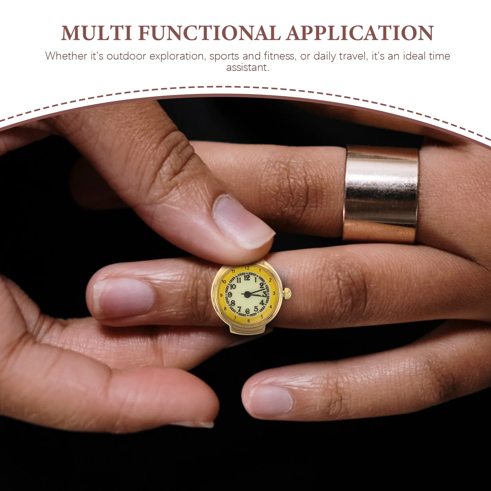 2 قطعة ساعة إصبع صغيرة حلقة ليلية مضيئة الطلب الرجعية التناظرية الكوارتز قابل للتعديل شريط مرن للجنسين الفولاذ المقاوم للصدأ #5