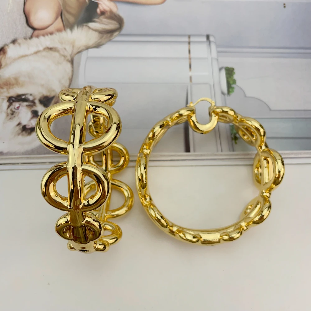 EMMA البرازيلي مجوهرات مطلية بالذهب النساء بيان كبير الأقراط الإناث كبيرة الحجم جريئة زهرة مجوهرات اكسسوارات هدايا