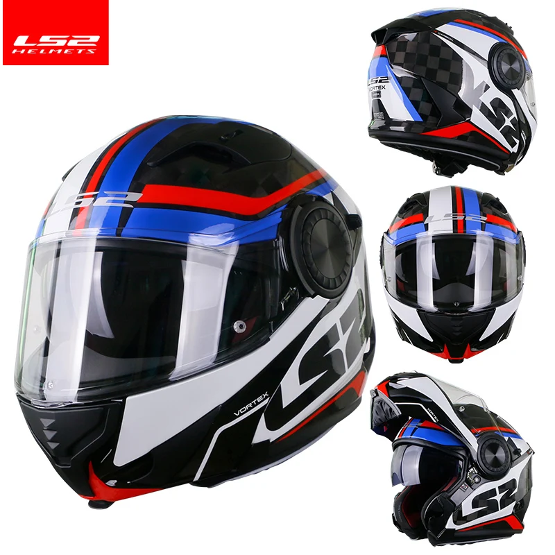 

New Original Ls2 FF313 24k Carbon Brazing Double Lens Helmet Flip up Helmet Motorcycle Bluetooth Anti-fog Full Helmet