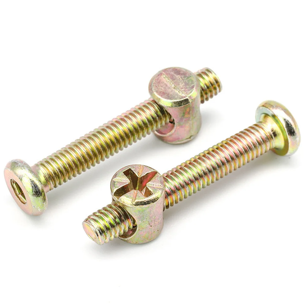 Furniture Connecting Bolts M6 Hex Socket Head Cap Screws With Barrel Nuts Carbon Steel Zinc Finish For Cribs Cabinet Repair