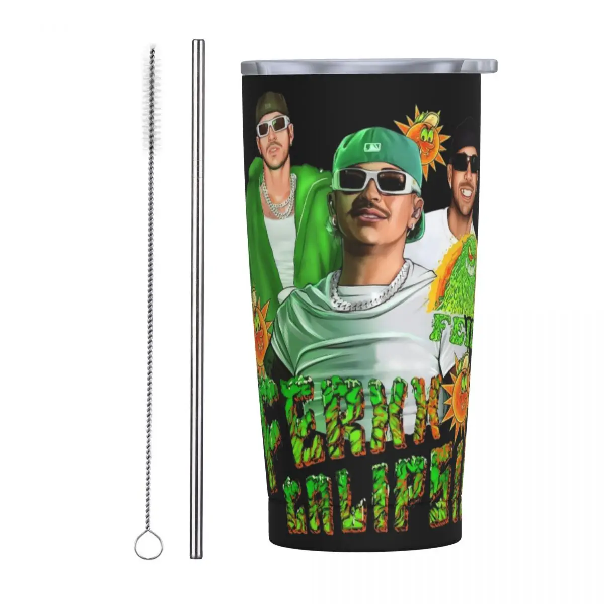 Feid Ferxxo Calipsis World Tour Poster Stainless Steel Tumbler Musician Mugs Cup 20oz Thermal Cups Drinks Milk Tea Water Bottle