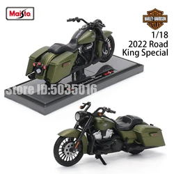 Maisto 1:18 Harley-Davidson Motorcycle 2022 Road King 2022 Fat Bob 114 Alloy Motorcycle Model Toy Car Collection