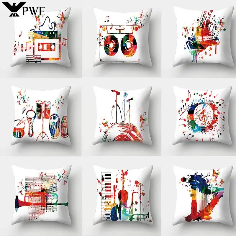 40/45/50cm Musical Note Cushion Cover Home Decorative Pillowcase Covers for Living Room Lounge Coffee House Pillow Case