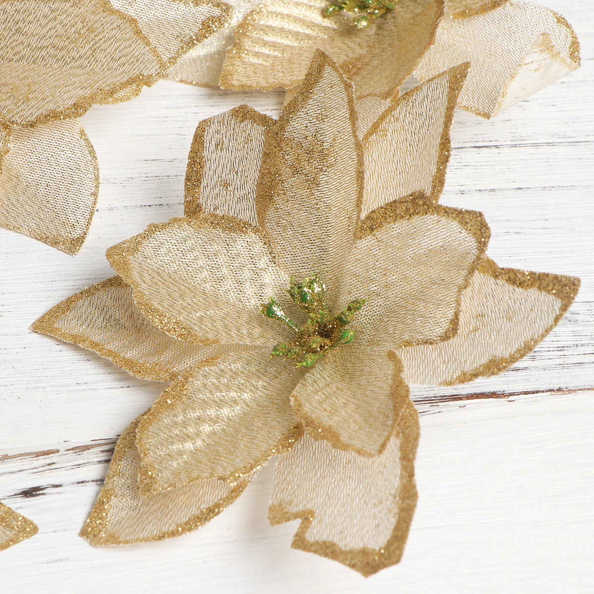 

20pcs Christmas Glitter Cloth Flower Pendant Hanging Decorations Tree Door Window Diy Wreath Accessory Material