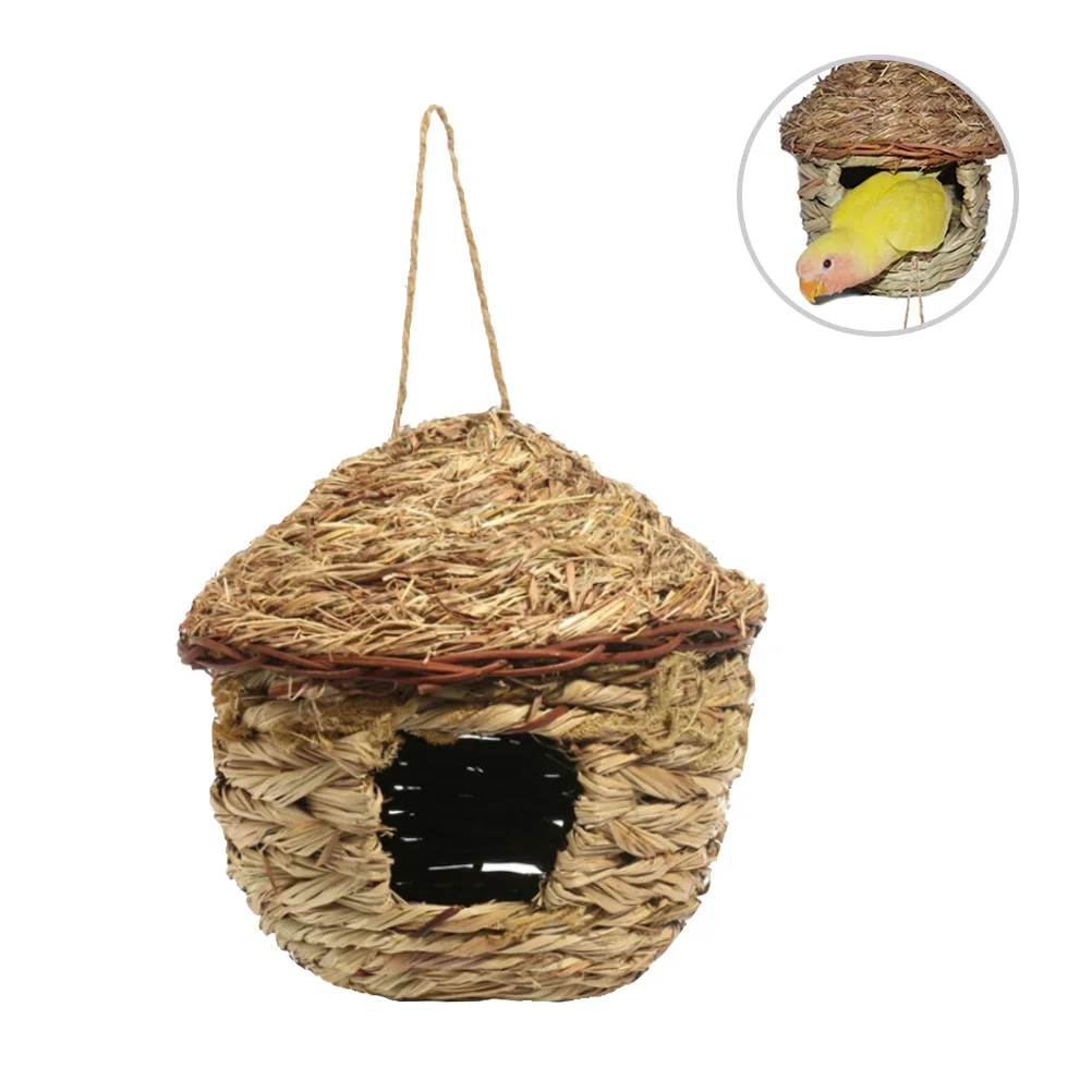 

Woven Bird Nest Handmade for Parakeets Handwoven Straw Hummingbird Small Pets House