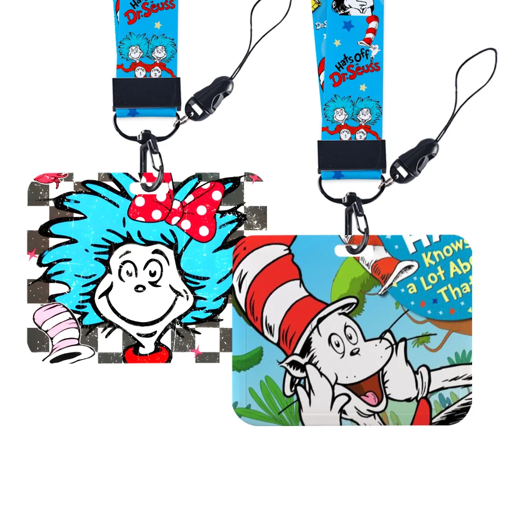 

Work Card Holder Cartoon Hat Role Name Badge with Keychains Student Id Card Lanyard Holder Accessories