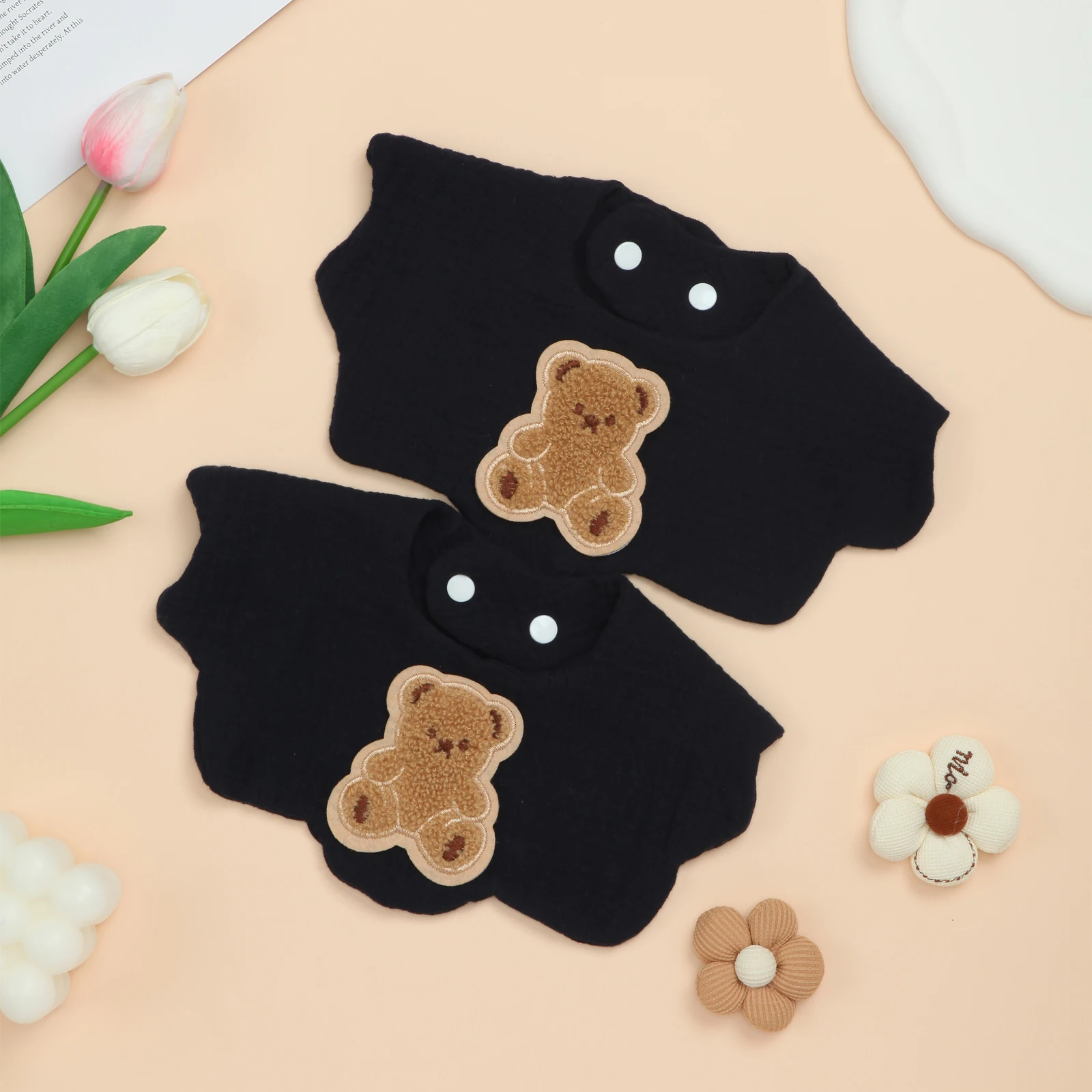 2 Pack Ultra Soft Baby Bibs with Adjustable Snap, Ultra Absorbent Newborn Bib for Teething, Drooling, Feeding