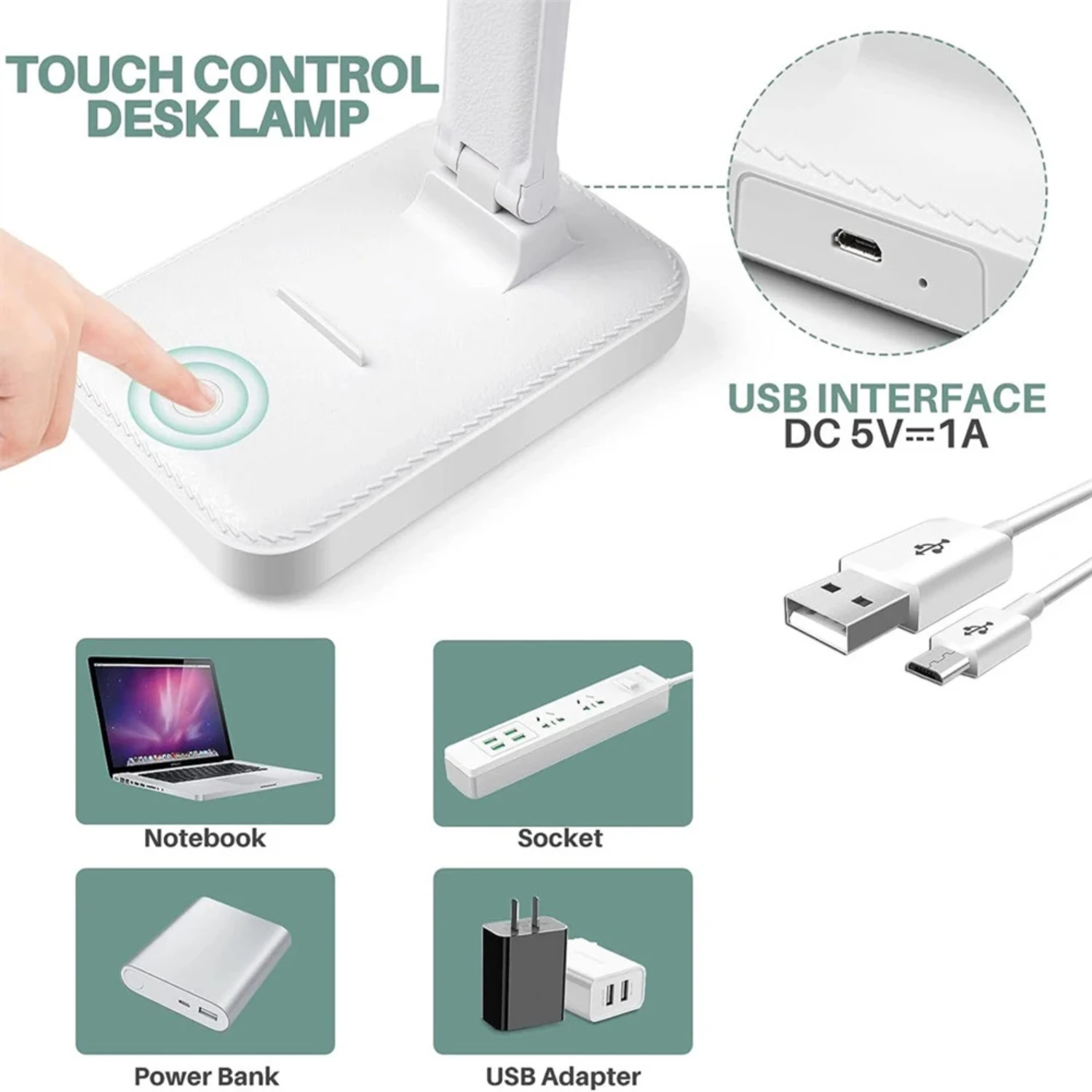 LED Desk Lamp Eye Protect  3 Levels Dimmable Office Light Foldable Table Lamp Bedside Lamp  Reading, dormitory study