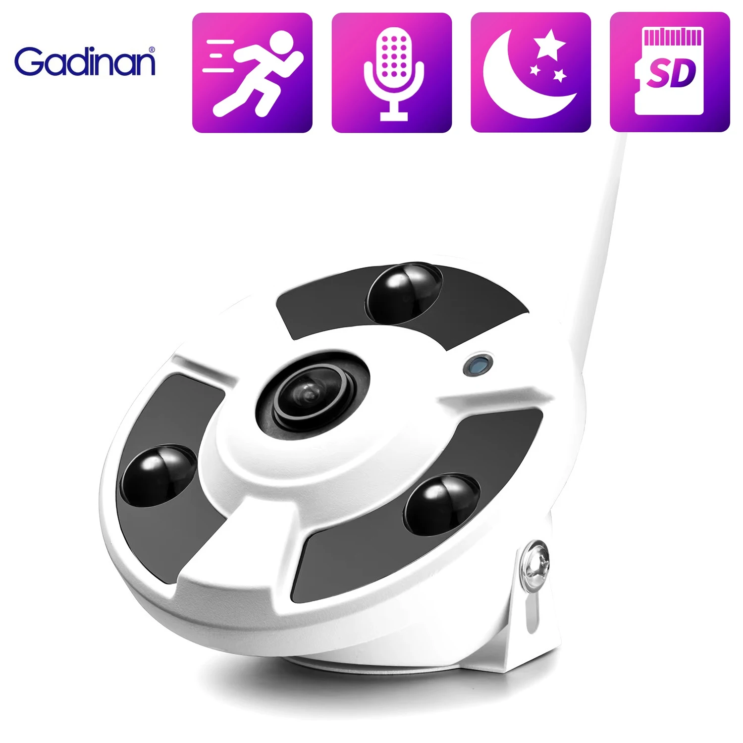 

Gadinan 1.7MM Fisheye Panoramic Wifi Camera ONVIF Audio Record 5MP Motion Detection Wireless Video Surveillance H.265X XMeye