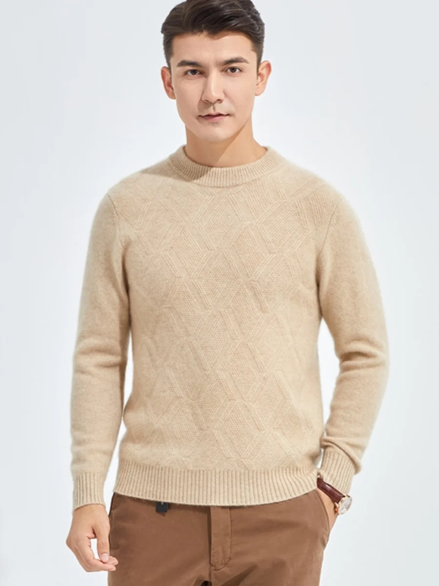 Nuovo maglione di cashmere spesso girocollo in autunno e inverno Maglione da uomo in puro cashmere 100% lavorato a maglia casual Joker