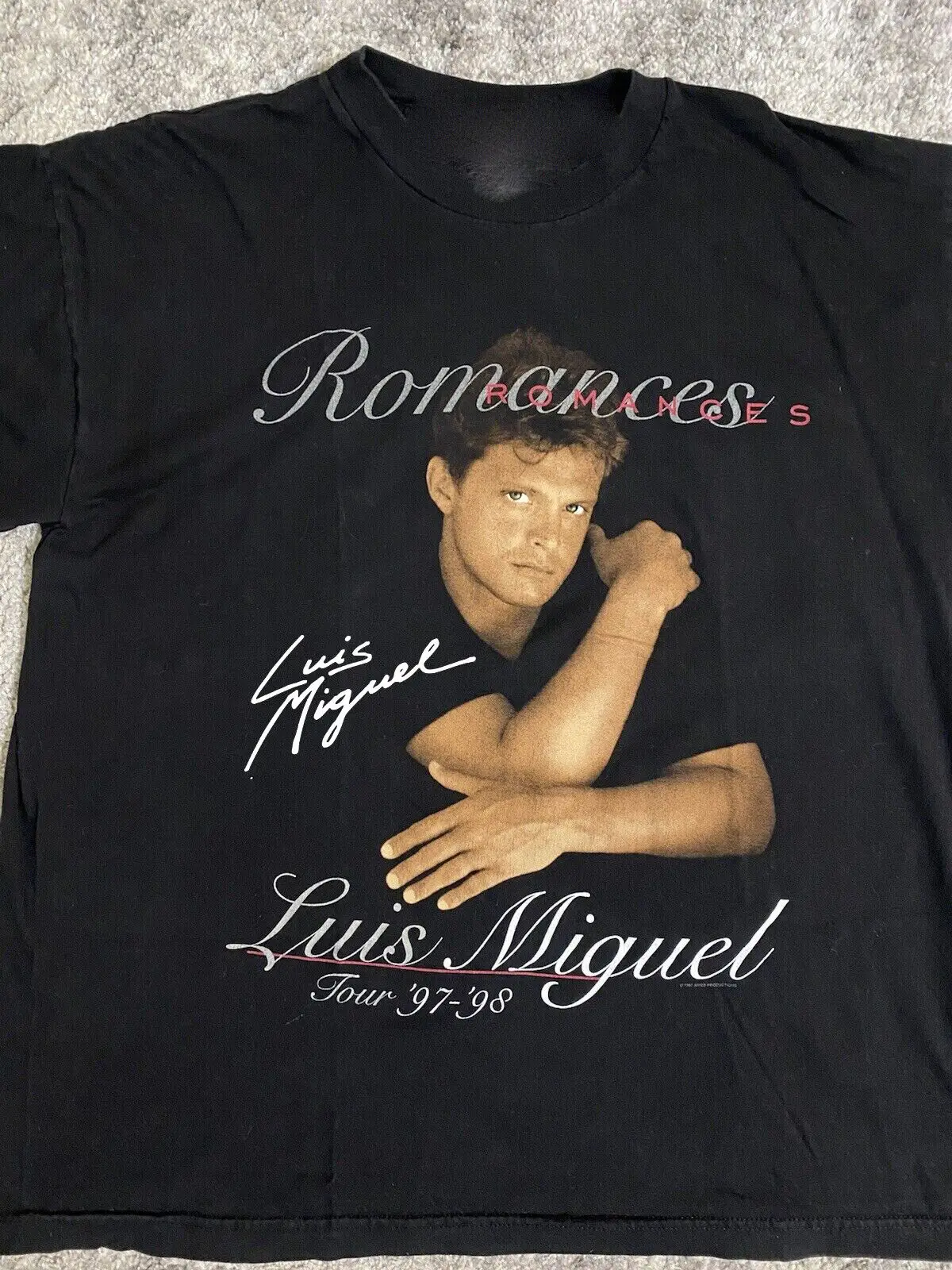 Vintage Luis Miguel Romances Tour Heavy Cotton S-4Xl Unisex Black Shirt Pk350