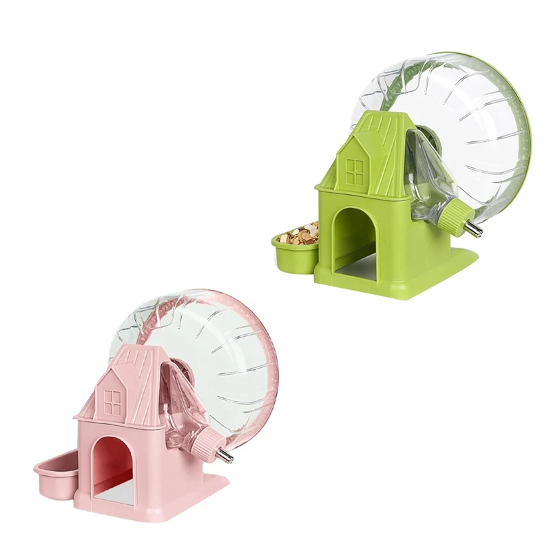 4 In 1 Quiet Hamster Exercise Wheel, Multi Functional Hamster House With Running Wheel, Water Bottle, Food Bowl