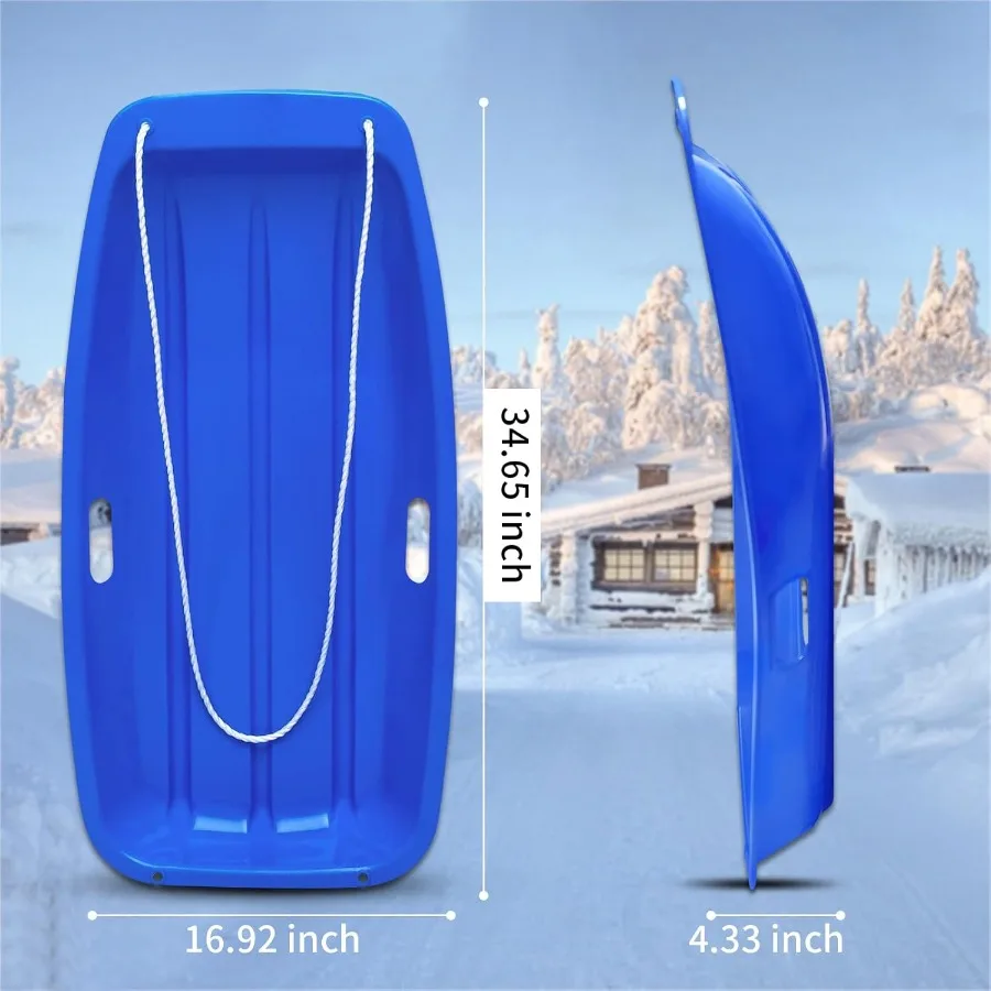 زلاجات ثلجية للكبار مقاومة للتوبوغان مع حبل سحب ومقابض زلاجات رملية مرنة لزلاجات الثلوج في الشتاء 1-2 الدراجين في Blu #5