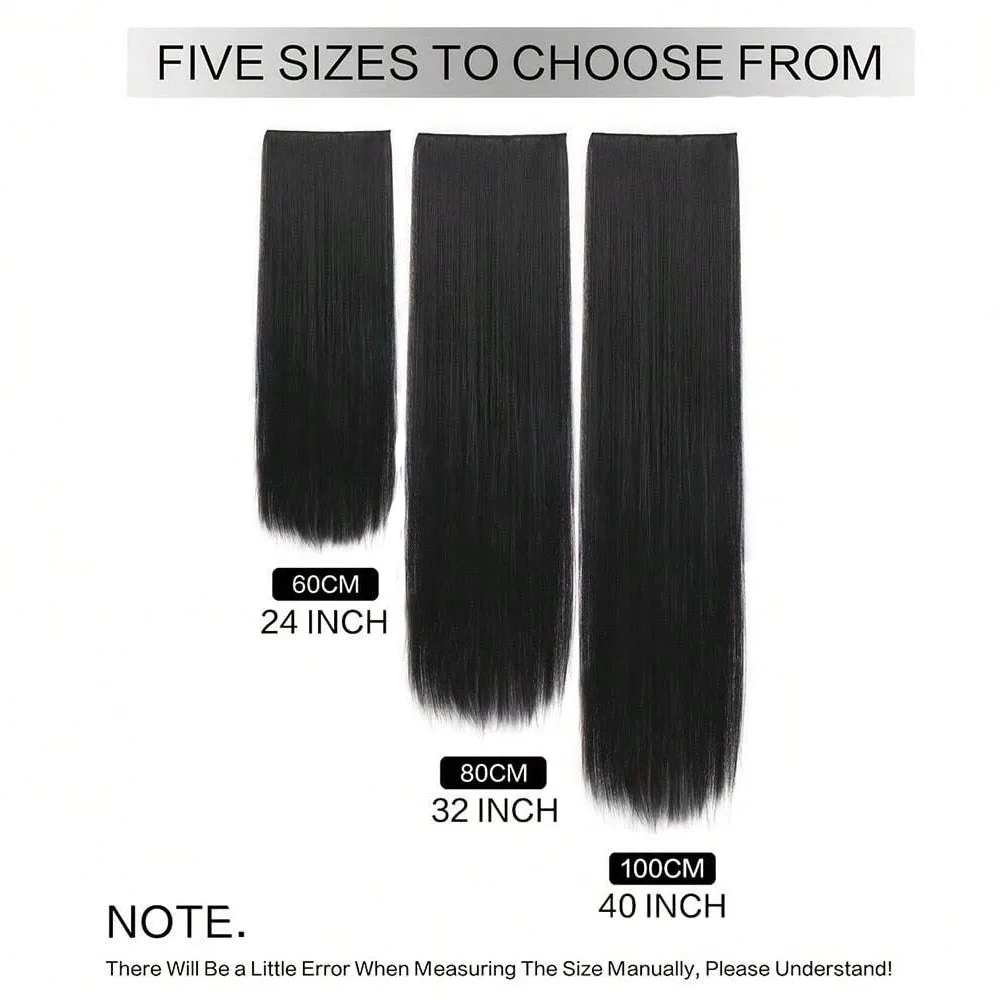 24inch/32 inch/40 inch Long Straight Synthetic Hairpieces Clip In Hair Extensions Black Natural Hair Piece for Women