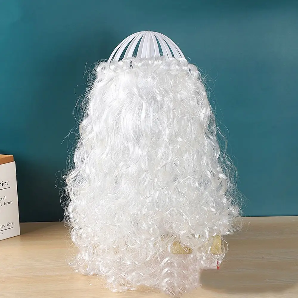 Para vacaciones maquillaje divertido niños disfraz de mascota adulta accesorios de Navidad peluca blanca accesorios de Cosplay barba de Papá Noel