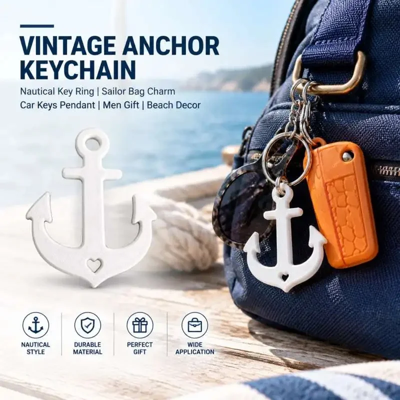 Nautical Anchor Keychain Sailor Key Ring Car Keys Bag Charm Pendant Gift for Men Women Boat Lovers