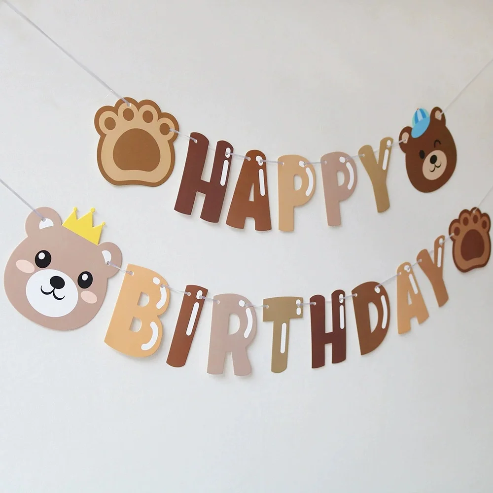 Braunbär Geburtstag Brief Pull Flag Party Dekoration Banner Layout 1 Set 1 Stück