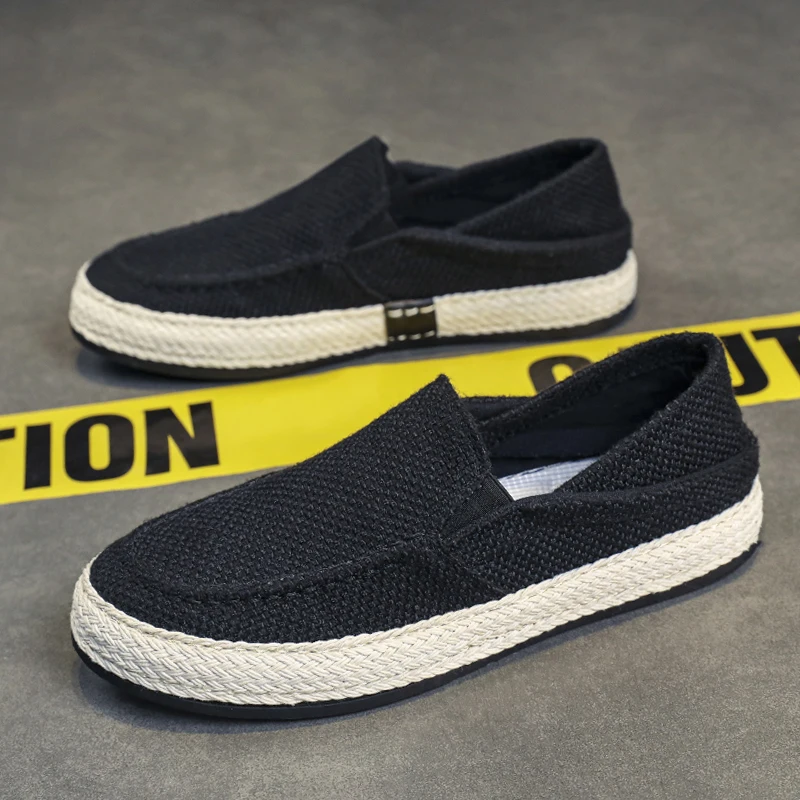 Lightweight Men's Espadrilles Slip On Sneakers Comfortable Cotton Rope Bottom Shoes for Holiday