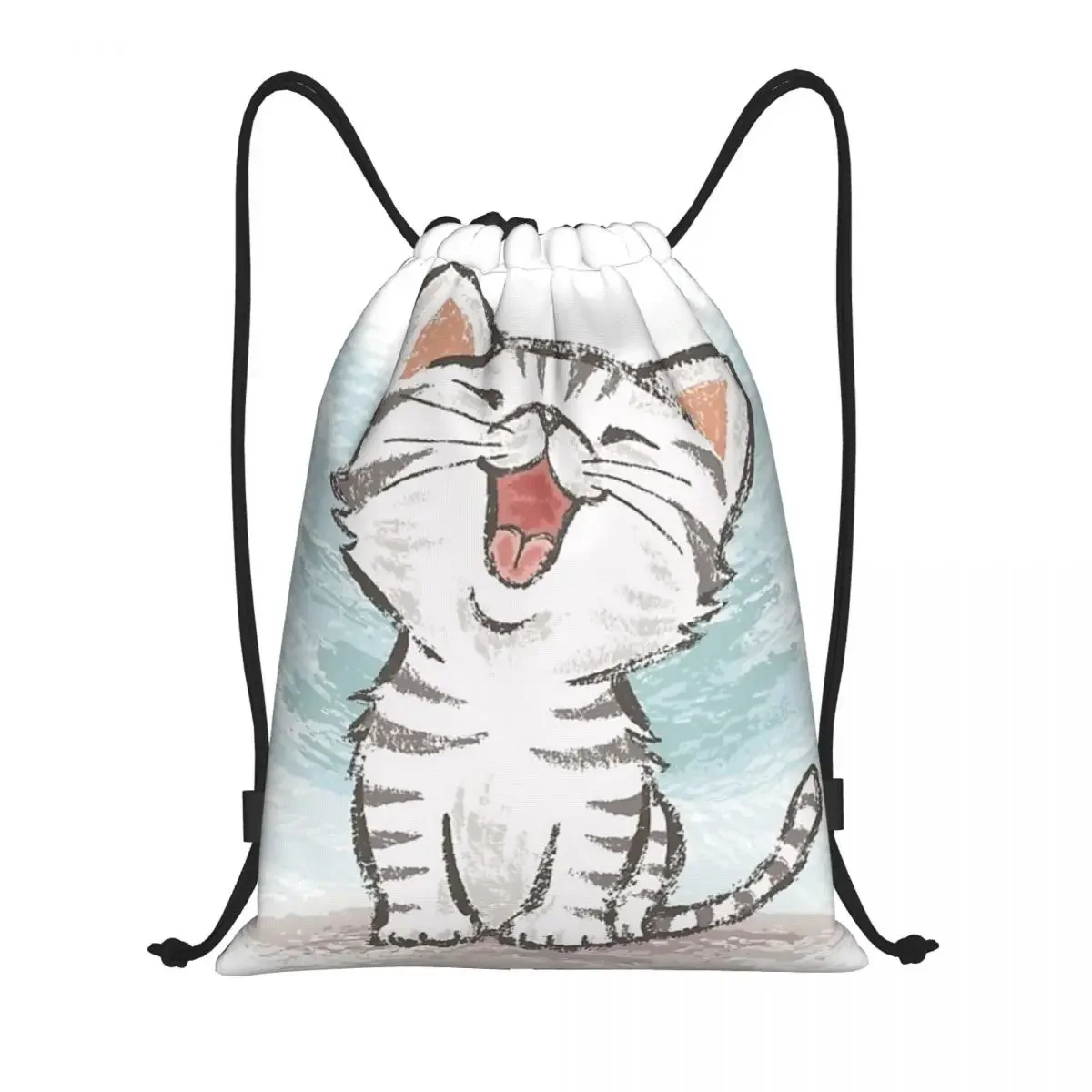 

American Shorthair Happy Drawstring Back Pack Bag Travel Storage Package Teenagers Beach Tote Bag School Sport Shoe Bag Portable