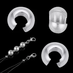 10pcs 925 Sterling Silver Crimp Loose Beads Knot Covers Open Half Round End Bead for DIY Bracelet Necklace Jewelry Craft Making