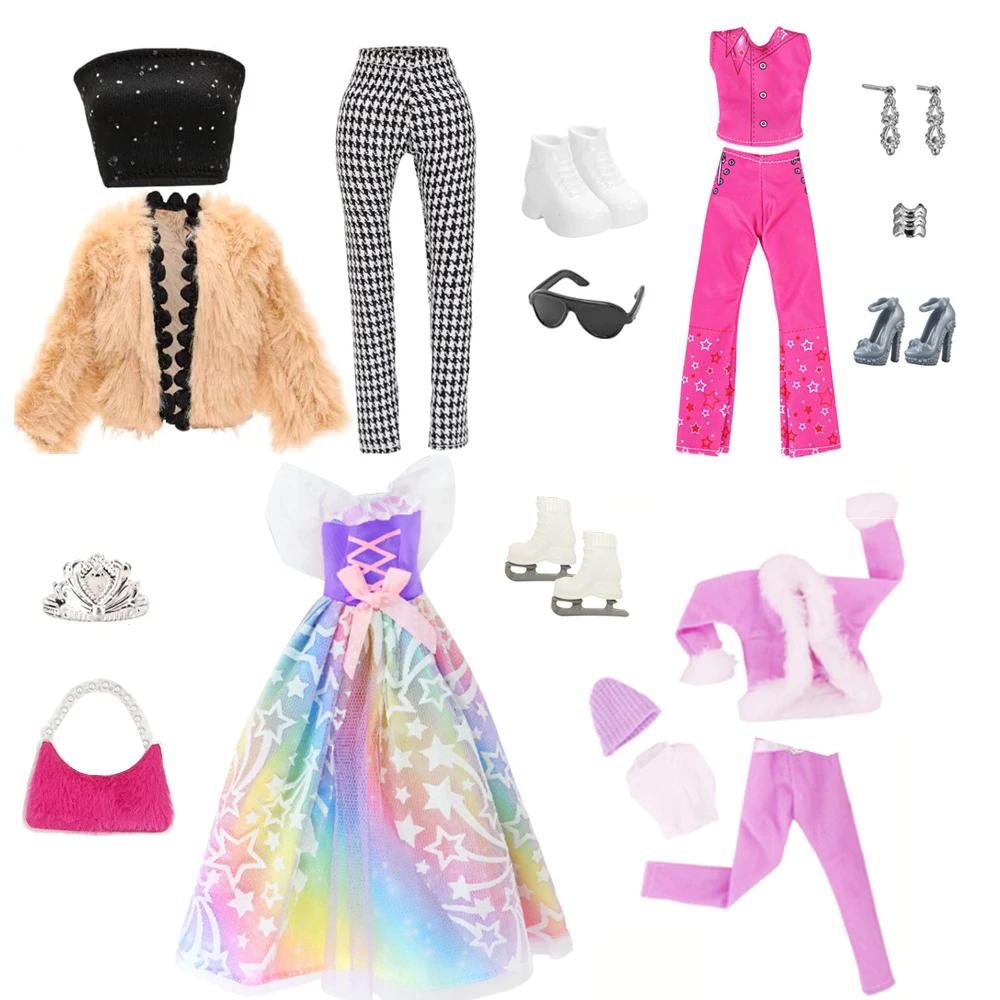 11.5インチ/30cmの人形用のスタイリッシュな服とアクセサリー、靴、バッグ、DIYおもちゃを含むカジュアルなマルチスタイルプレイセット、女の子向け