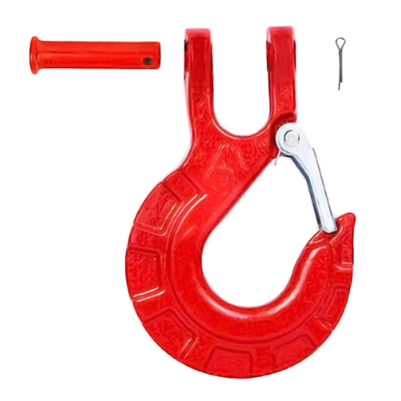 3/8Inch Clevis Slip Hook with Safety Latches, Alloys Steel Winch Hook for Truck Trailer Transport Loading Capacity 6613lbs