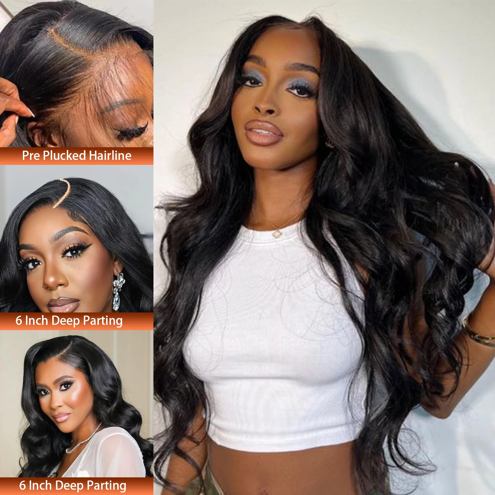 Hight 210Density 20 40 Inch 13x6 Transparent HD Lace Frontal Body Wave Wigs Human Hair Remy 13x4 Lace Front Wig For Black Women