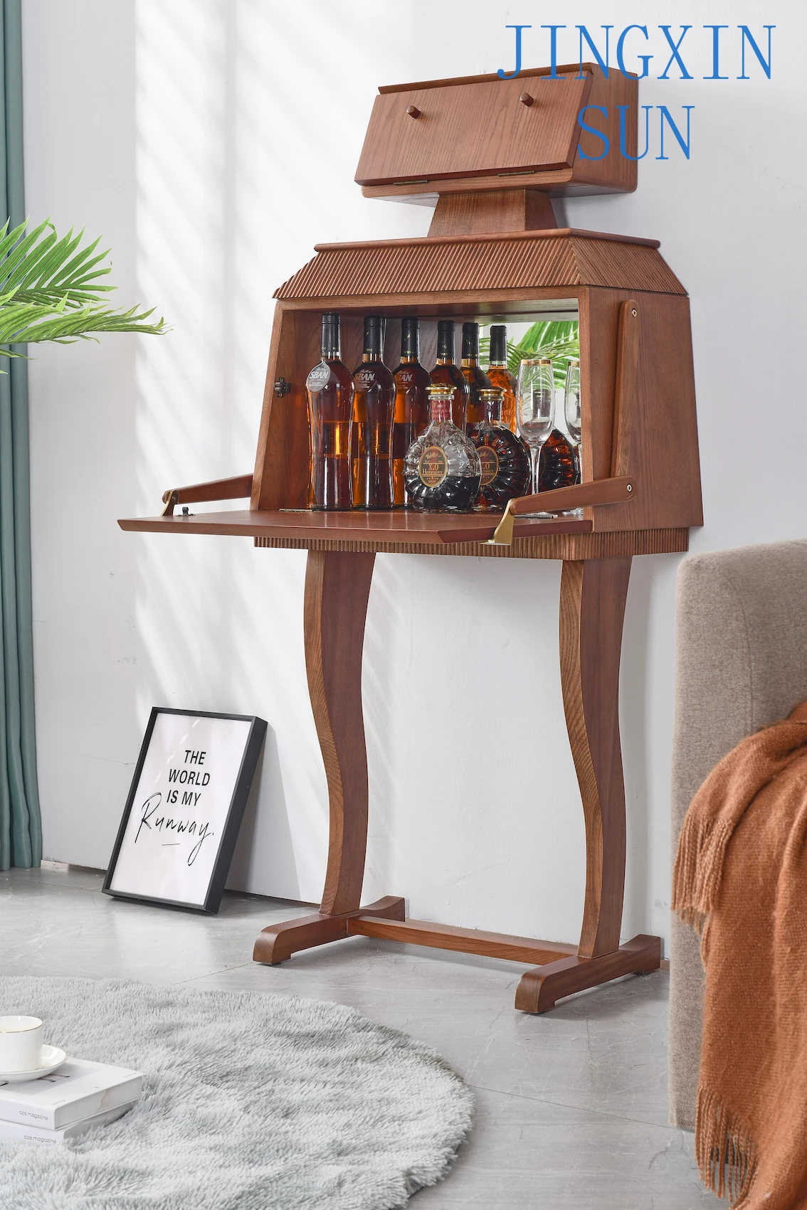 Custom-made, solid wood lunar landing robot lockers simple creative niche makeup desk wine cabinet