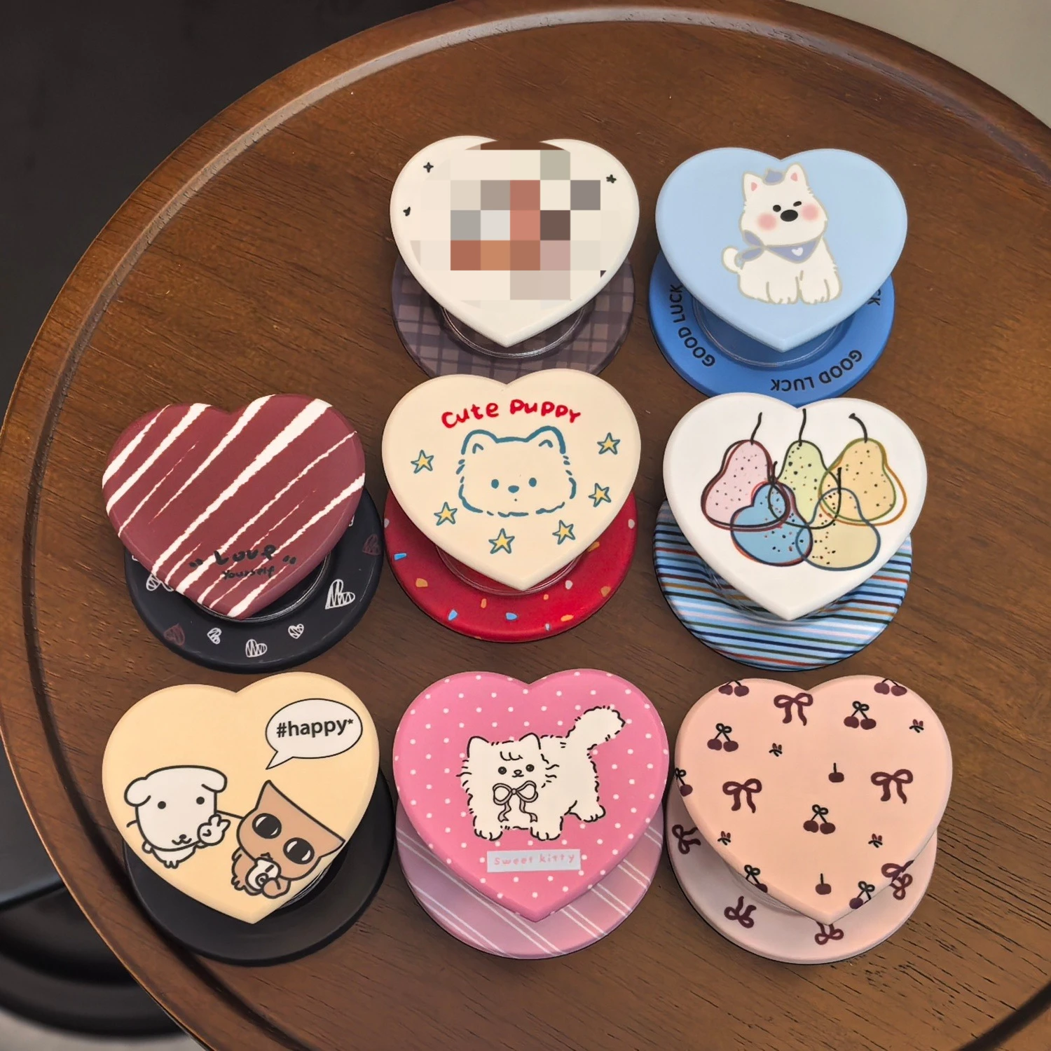 

Kawaii Sweet Heart Pet Magnetic Grip Stand For iPhone 17 Samsung Phone Holder Collapsible Rotatable Gift