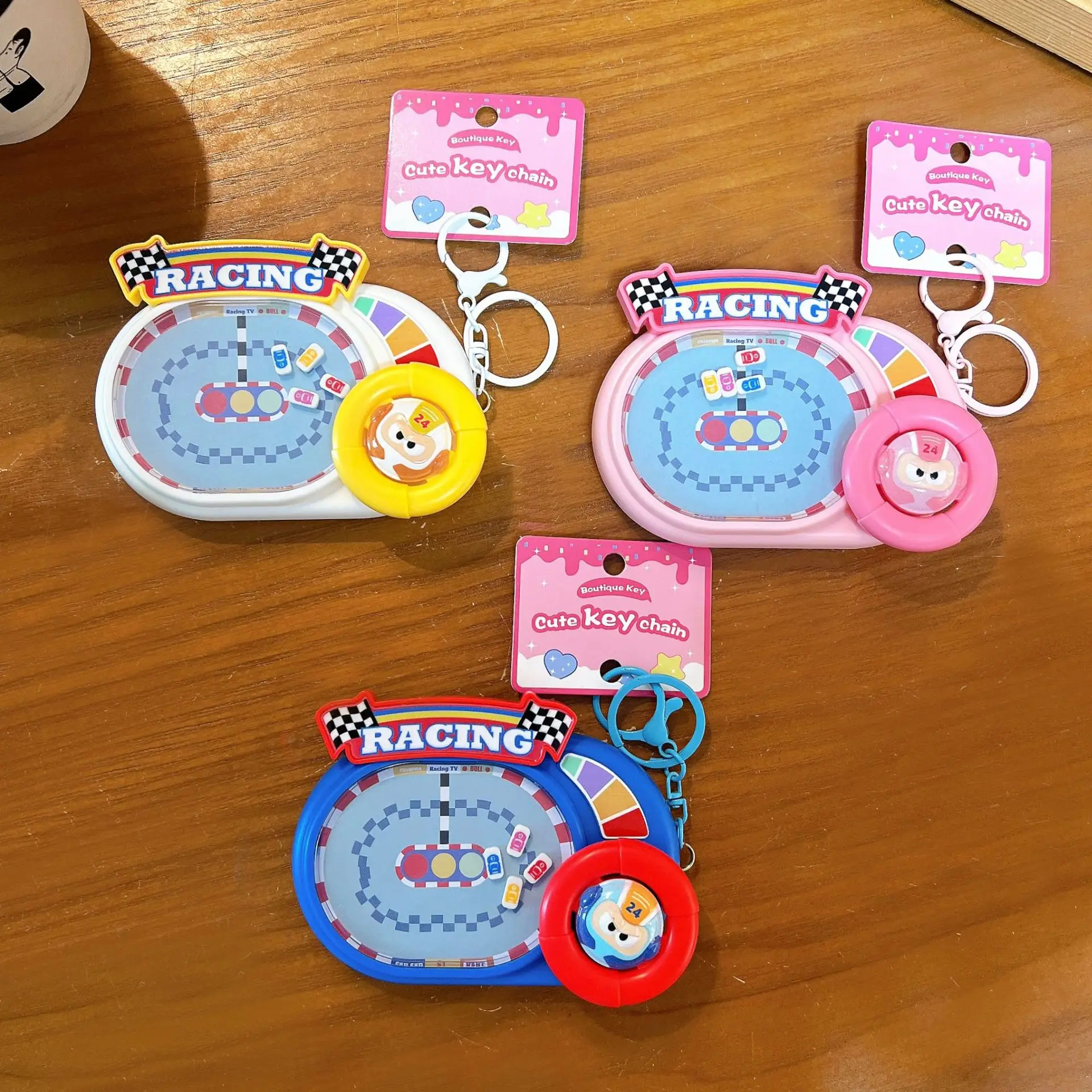 Cartoon Magnetic Racing Competition Keychain Fun Stress-relieving Backpack Pendant Creative Accessories Keyring Kawaii Ornaments