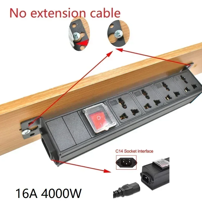 Desktop socket C14 port PDU power board hidden office power socket 10A universal output socket