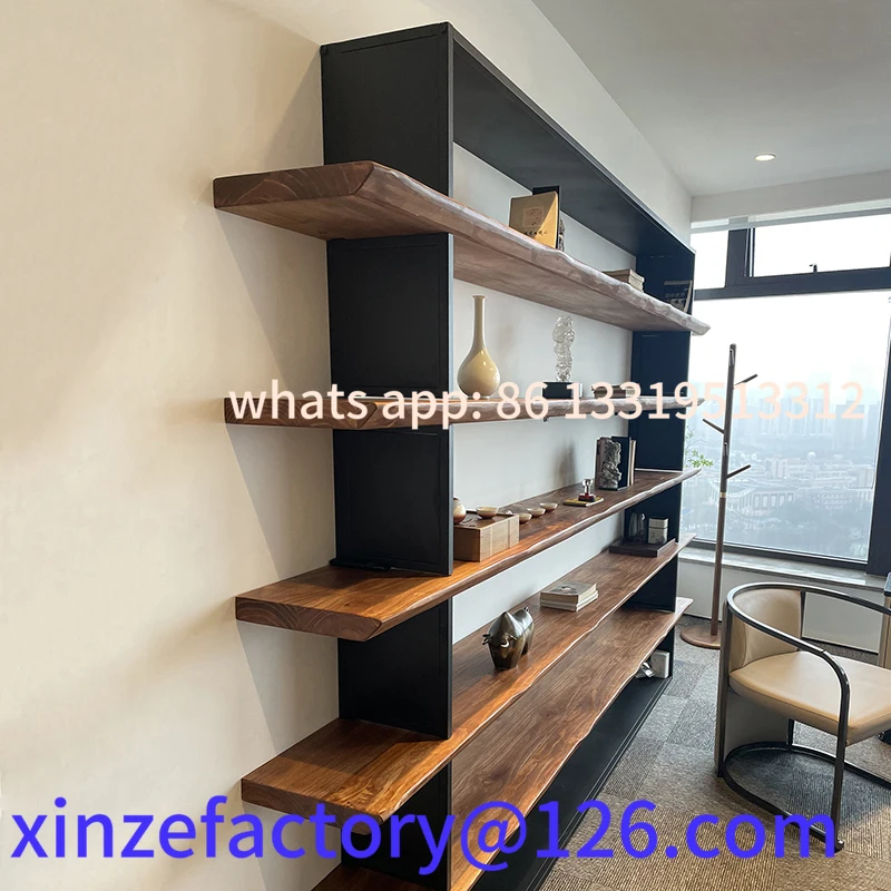 

Customizable living room against the wall retro storage original solid wood bookshelf