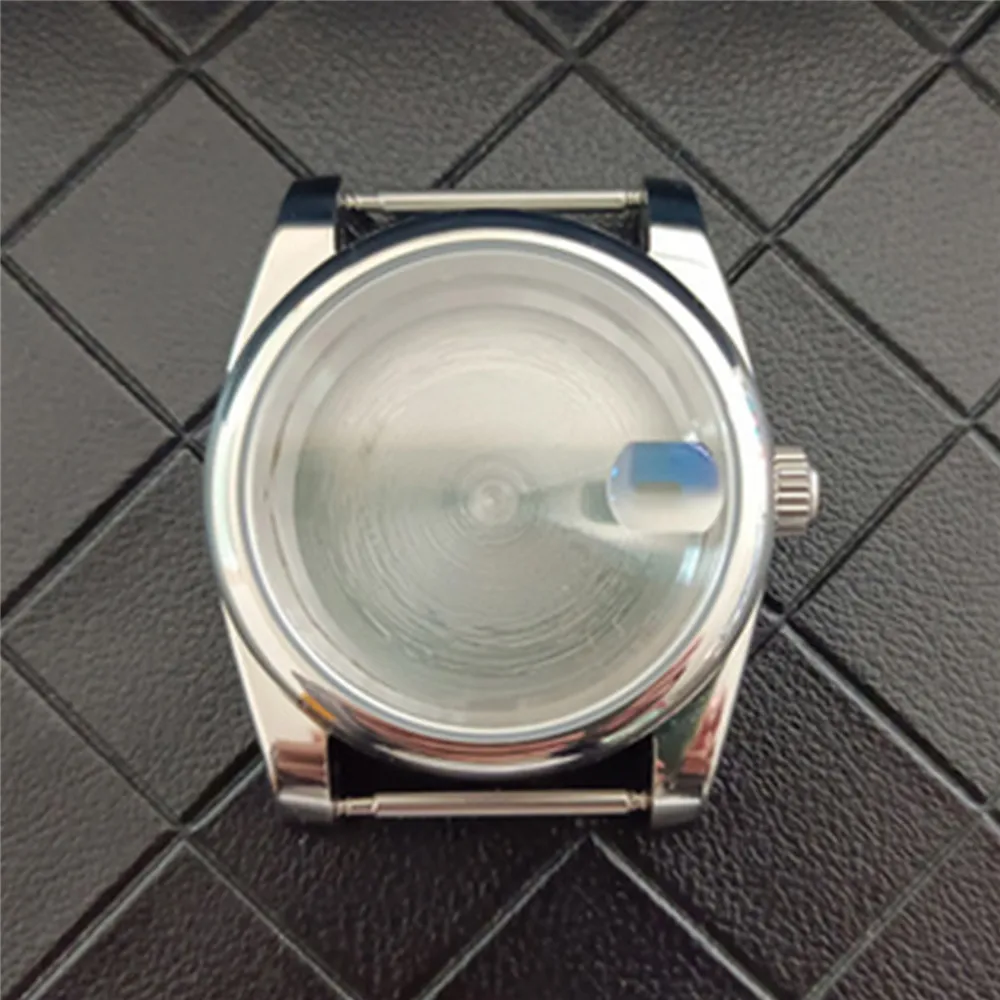 36mm Silver Watch Case Sapphire Fit Nh35 Nh36 Movement Transparent Bottom Good Quality316L Stainless Steel