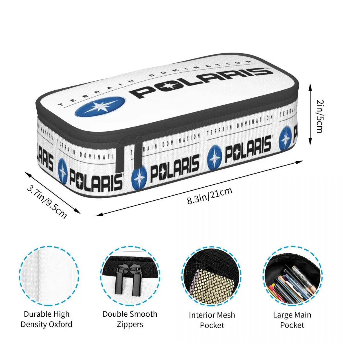 مقلمة بشعار Polaris Snowmobiles للأولاد والبنات، صندوق أقلام هدايا، حقيبة أقلام رصاص، لوازم مكتبية، حقيبة حامل قلم