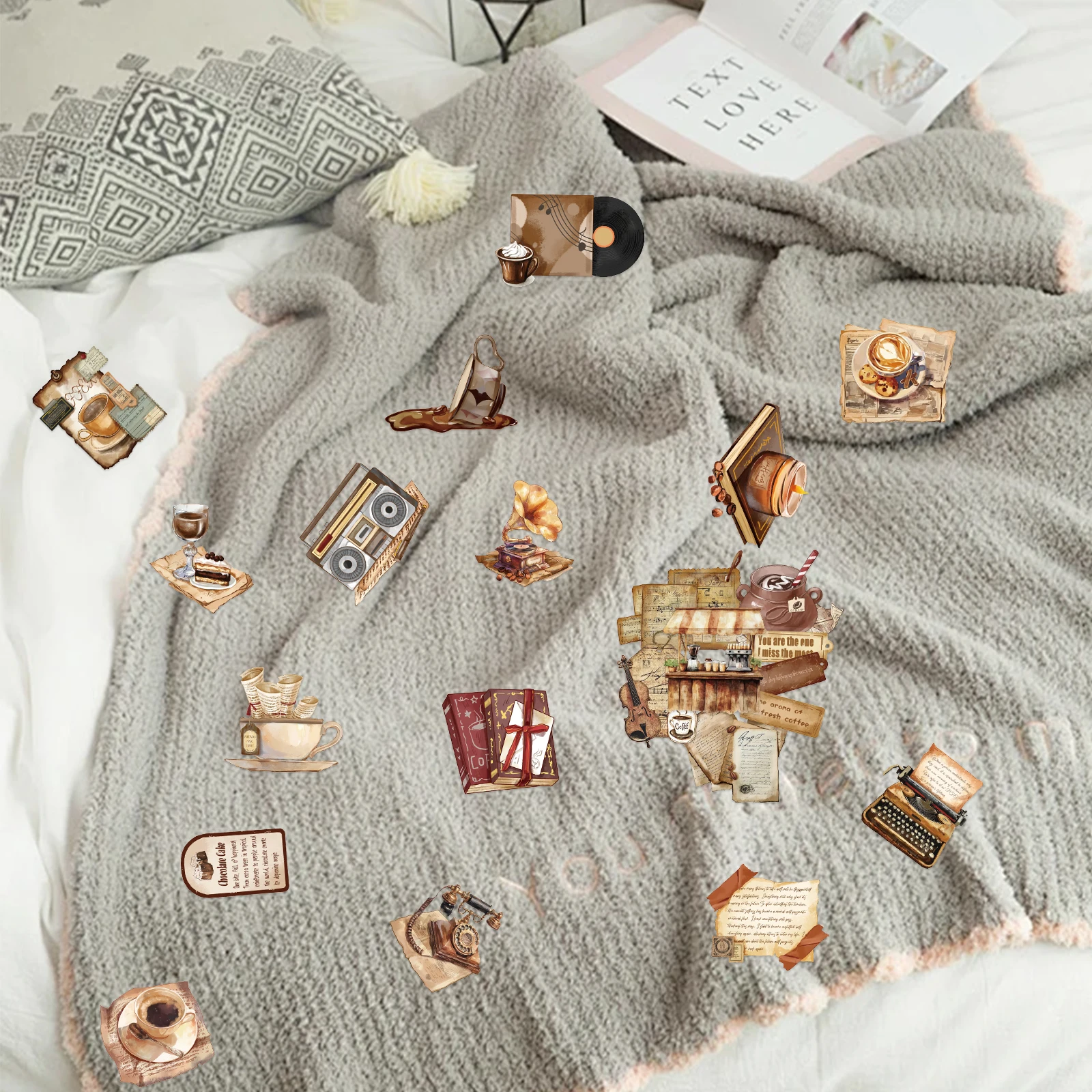 50/100/150PCS Retro Coffee Shop Element Stickers Exquisite Handmade Materials Phone Cases Laptop Cups Waterproof