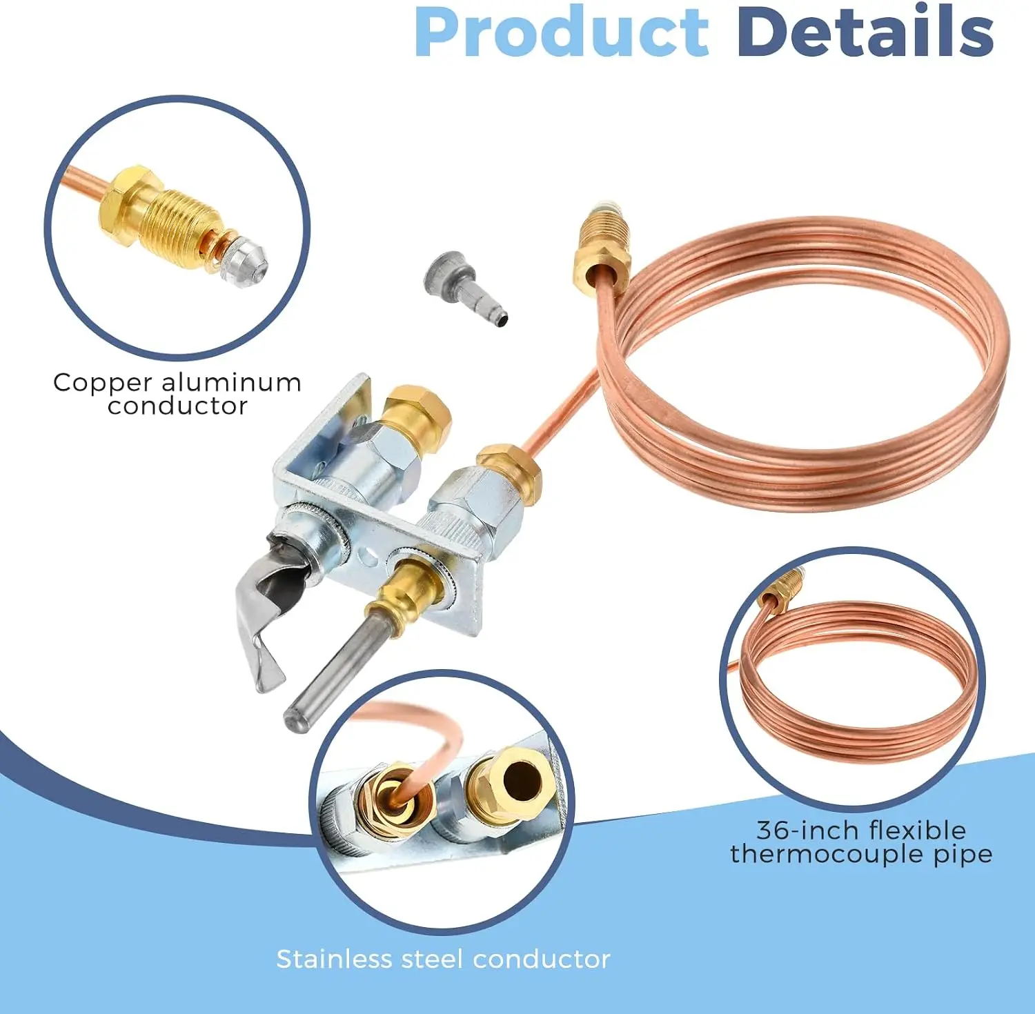 Q314A4586 Pilot Burner & Thermocouple Assembly fit Propane & Natural Gas Furnaces Boiler Water Heater for Honey-well Q314A6102