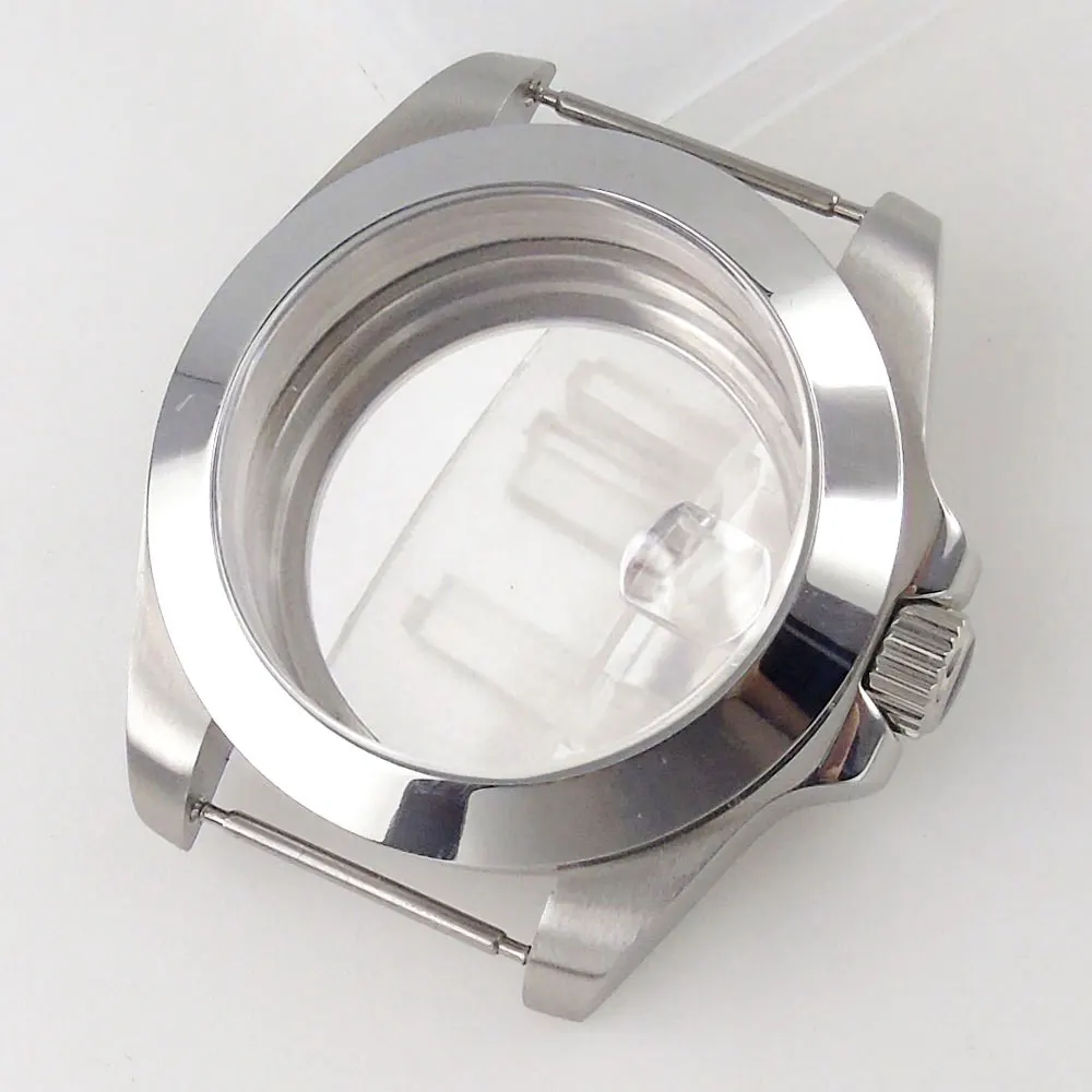 36mm 39mm Smooth Bezel Watch Case for NH35 NH34 NH36 ETA2824 PT5000 Movt Sapphire Date Cyclop Brushed Bracelet Glass Back