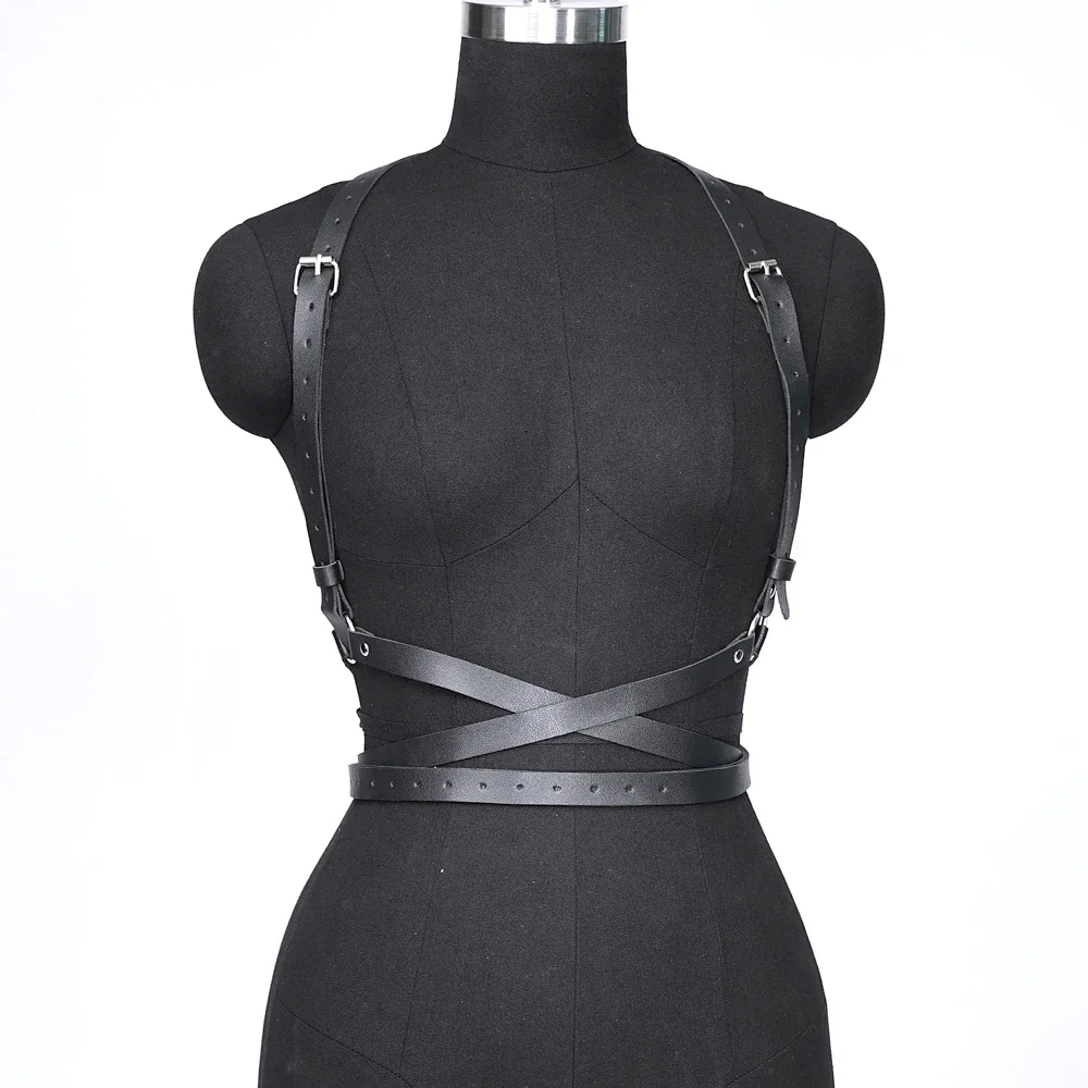 Arnés de moda, cinturón, arnés para el cuerpo, corsé, lencería de cuero, tirantes para mujer, ropa fetiche gótica, arnés, accesorios para mujer