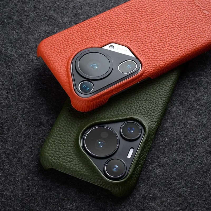 Melkco capa de couro genuíno liso para huawei pura 70 80 ultra pura80 pro plus capa dura protetora de couro de luxo com caixa