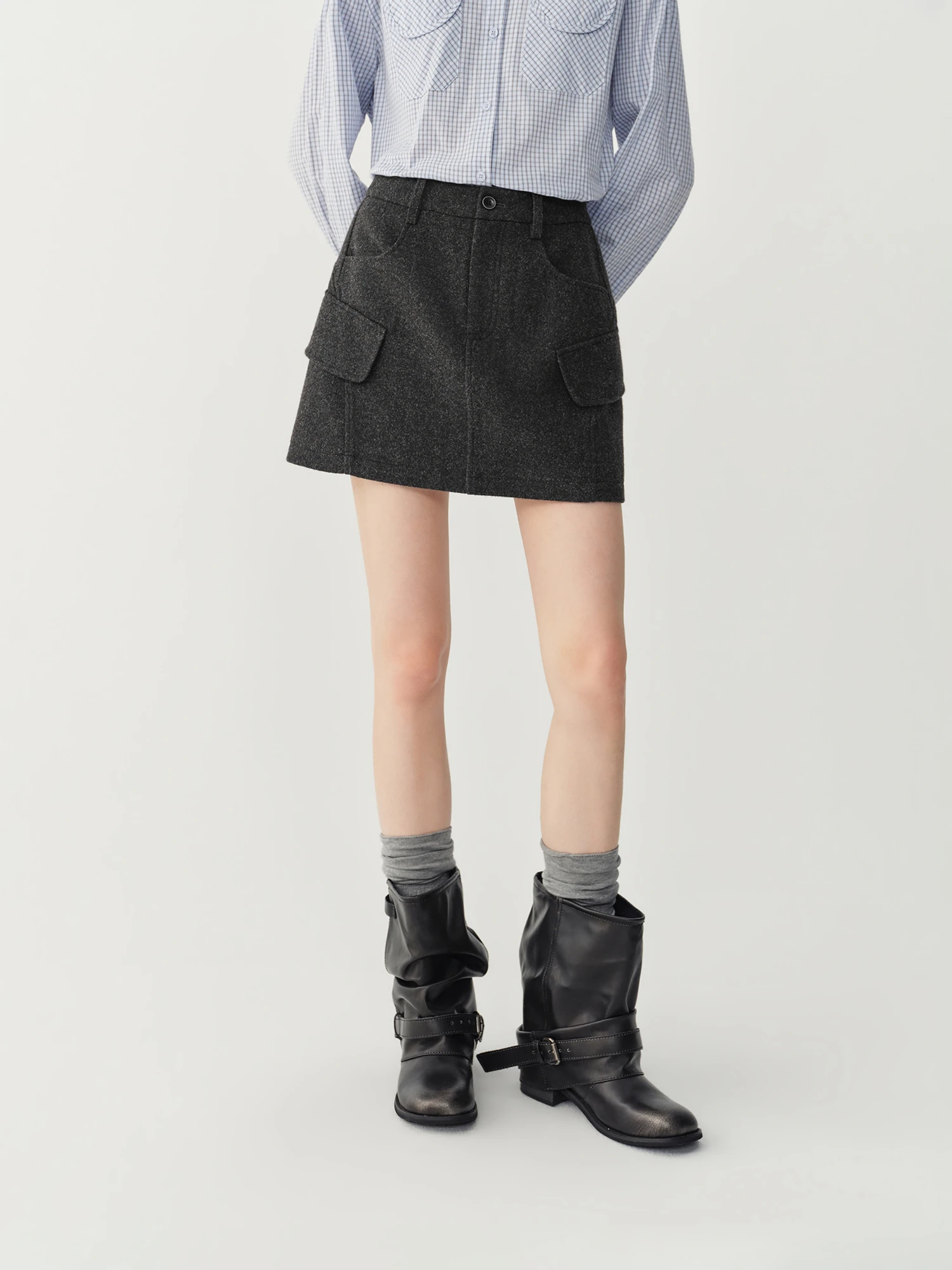 FSLE 2026 Winter Women's Utility Commute Plush A-Line Skirt with Wide Waistband - Versatile Flattering for Daily Wear